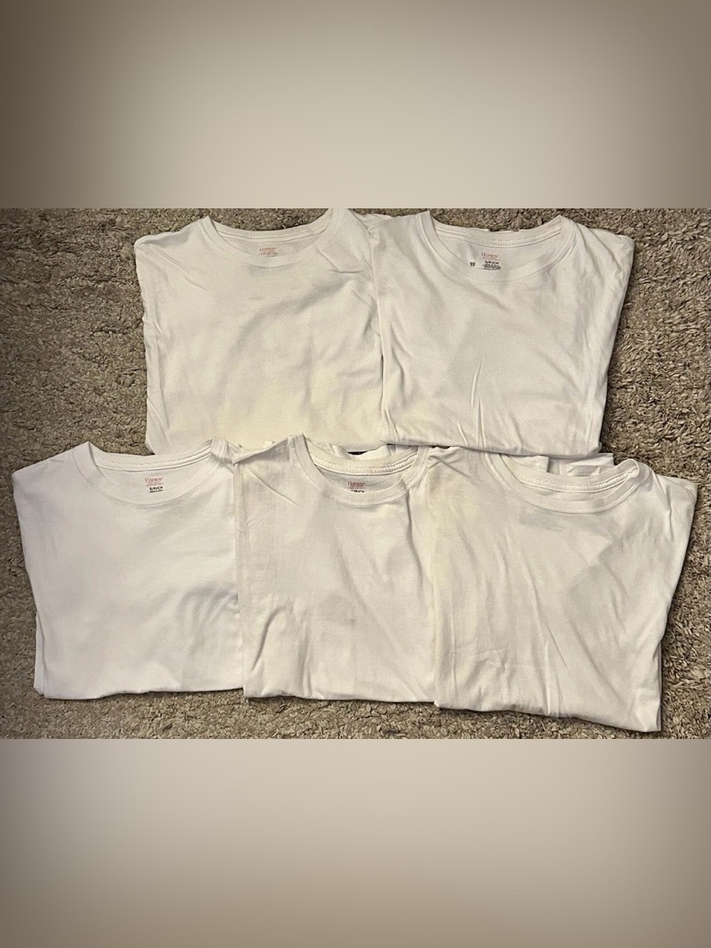 Set Of 5 Hanes Men’s Size S White Crew Neck Short Sleeve T-Shirts